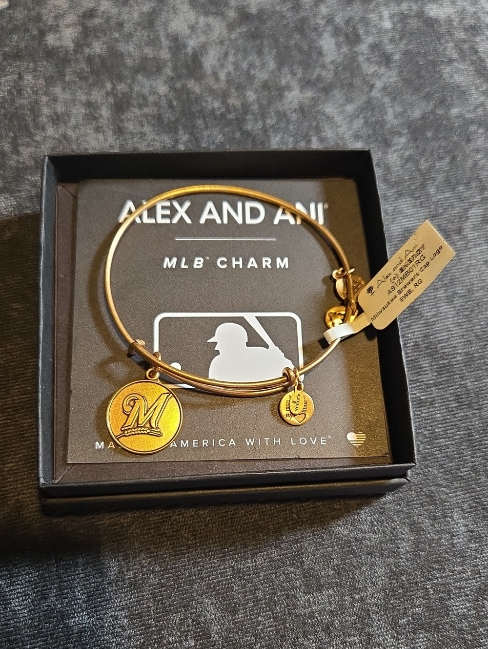 Alex and Ani Gold Milwaukee Brewers Charm Bangle NWT